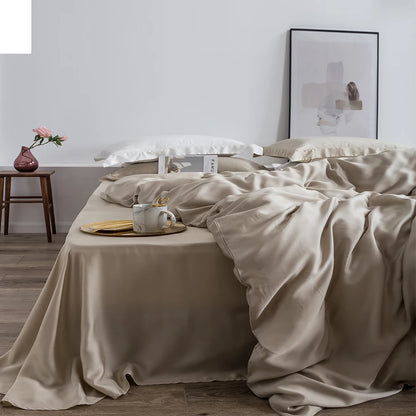 Liv-Esthete Summer Top Grade Nature 100% Silk Pink Bedding Set Women Bed Sheet Quilt Cover Set Pillowcase Queen King Bed Set