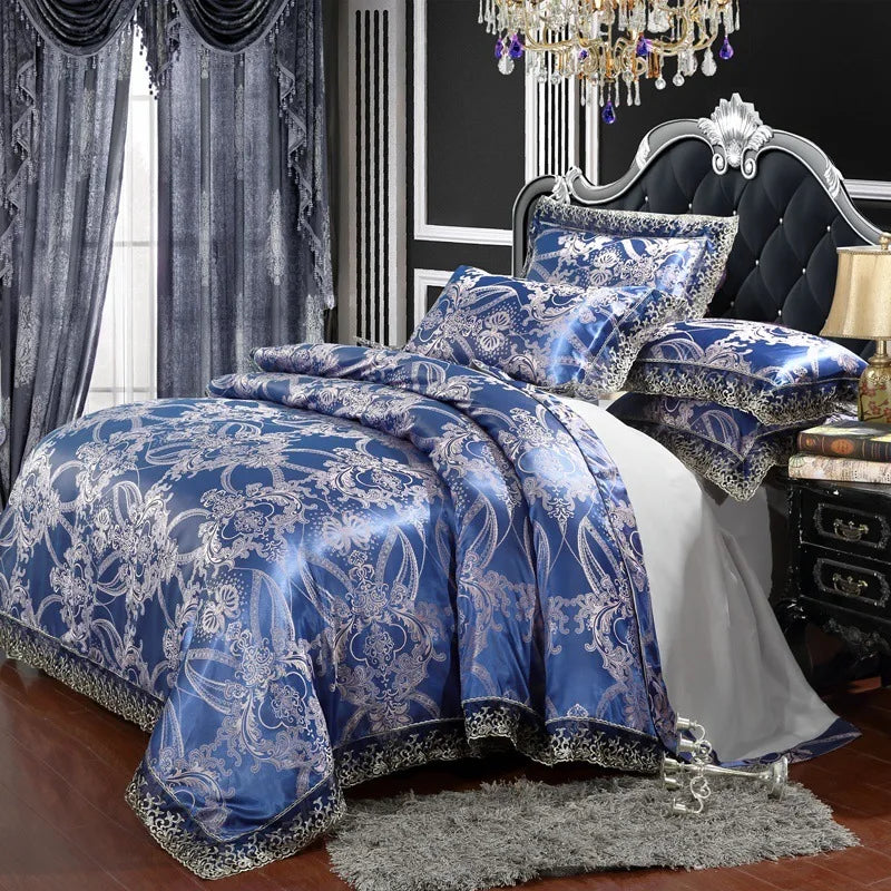 European Style Jacquard Bedding Set Home Comefortable Duvet Cover Quality Quilt Cover And Pillowcase Flower Lace Bedsheet Sets