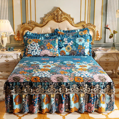 High Quality Thicken Fine Short Plush Quilted Bed Skirt King Queen Size Warm Velvet Bedspread Not Including Pillowcase