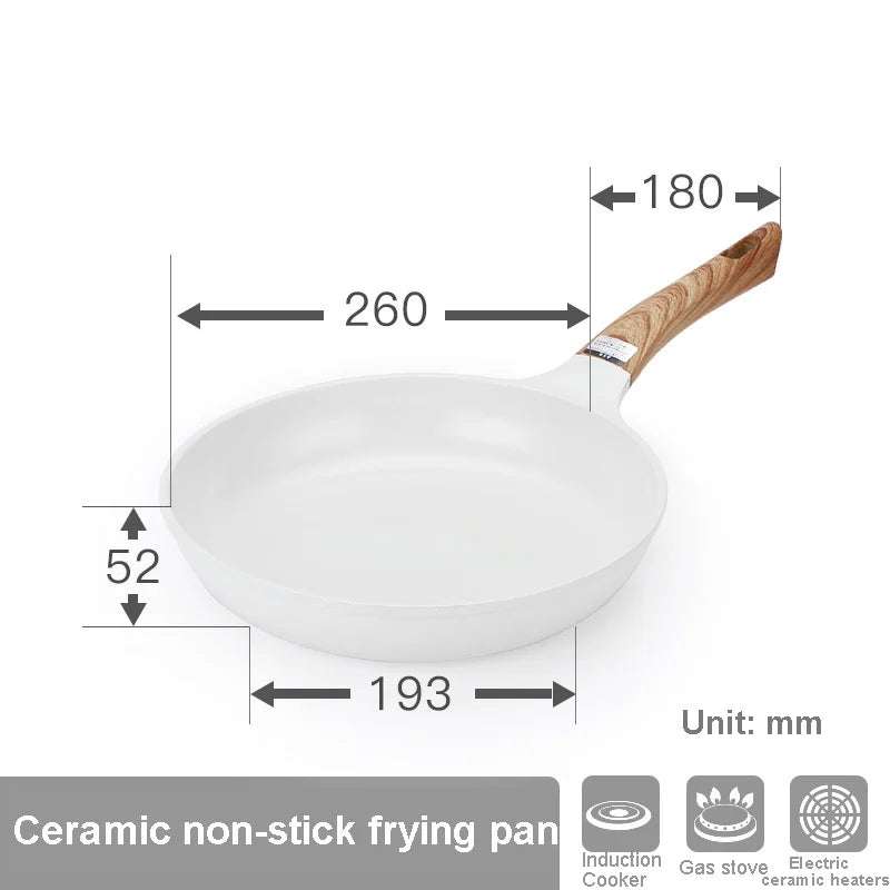 White Ceramic Frying Pot Pans Thickened Omelet Pan Non-Stick Egg Pancake Steak Cooking Skillet Ham Pans Breakfast Maker Cookware