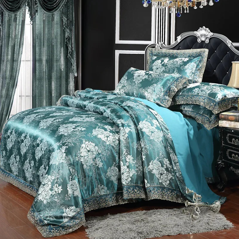 European Style Jacquard Bedding Set Home Comefortable Duvet Cover Quality Quilt Cover And Pillowcase Flower Lace Bedsheet Sets