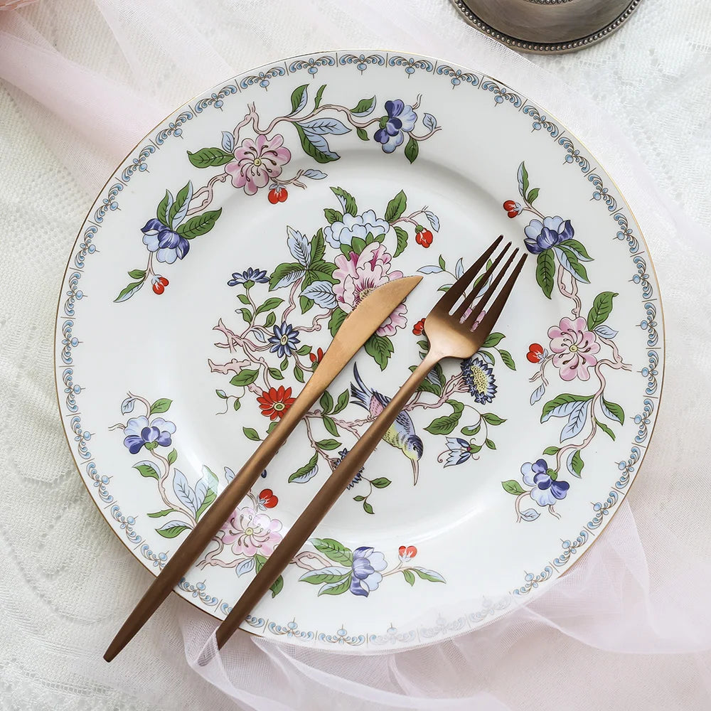 Bone Porcelain Western Dinner Plate Creative Steak Flat Plate Tableware Ceramic Plate Household Hotel Place Platform Inter-disc