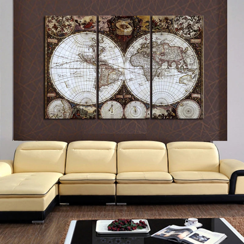Ancient Roads world map Canvas Painting Oil Painting Print beautiful Home Decor Art map Wall Picture For Living Room Unframed
