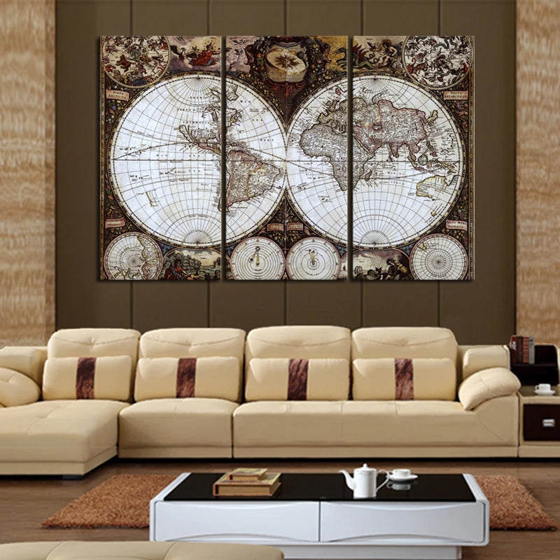 Ancient Roads world map Canvas Painting Oil Painting Print beautiful Home Decor Art map Wall Picture For Living Room Unframed