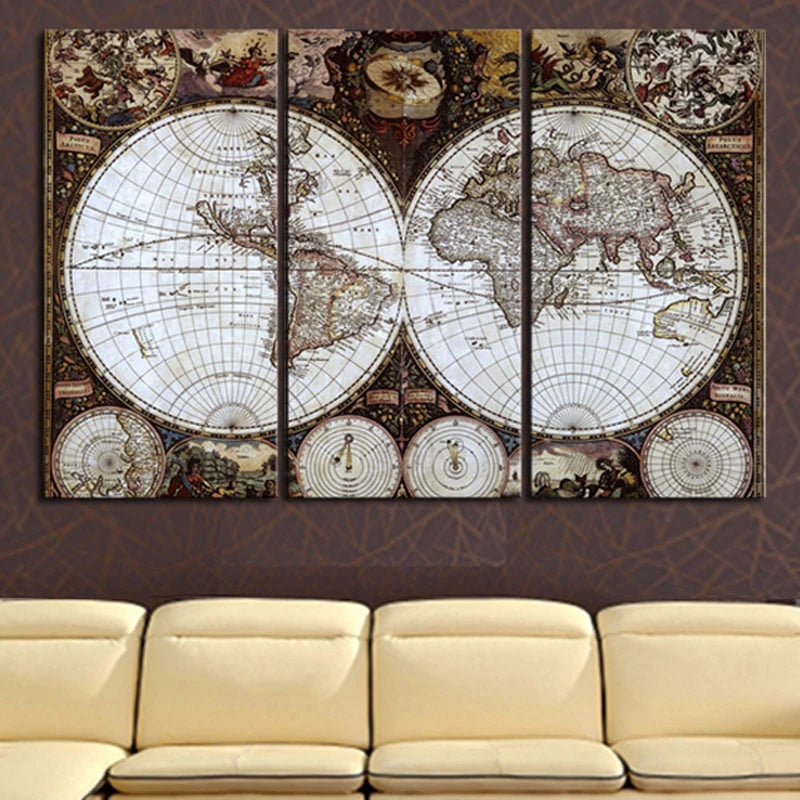 Ancient Roads world map Canvas Painting Oil Painting Print beautiful Home Decor Art map Wall Picture For Living Room Unframed