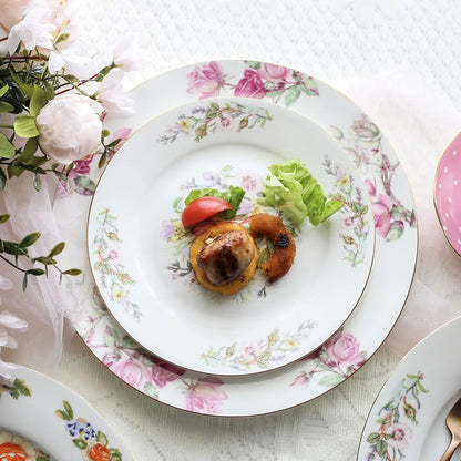 Bone Porcelain Western Dinner Plate Creative Steak Flat Plate Tableware Ceramic Plate Household Hotel Place Platform Inter-disc