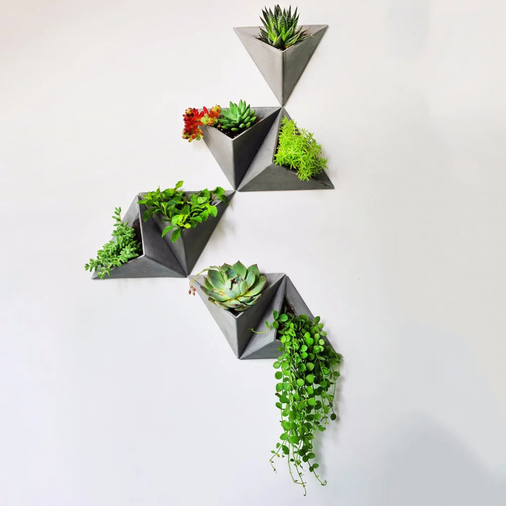 Triangle silicone molds Wall hanging type cement flowerpot mold silicone concrete pot molds