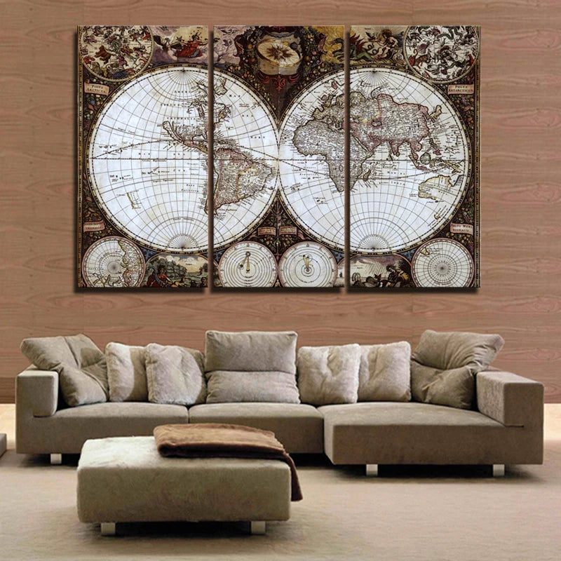 Ancient Roads world map Canvas Painting Oil Painting Print beautiful Home Decor Art map Wall Picture For Living Room Unframed