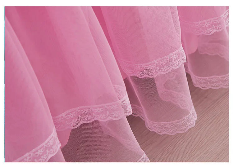 Korean Style Lace Princess Bedding Bed Skirt Pillowcases 100% Cotton Beige Bedspreads Bed Cover Solid Color Home Textile