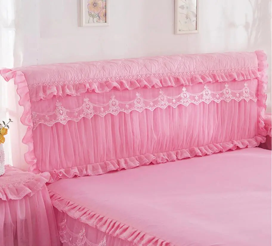 Korean Style Lace Princess Bedding Bed Skirt Pillowcases 100% Cotton Beige Bedspreads Bed Cover Solid Color Home Textile