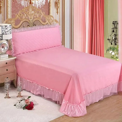 4/6/8pcs Red Pink Lace Princess Bedding Set Luxury Girls Wedding Bed Set Quilt Cover Bed Sheets Queen King Size 2025 New Design