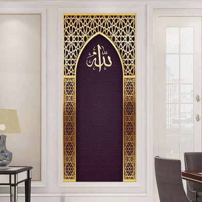 Arabic Style Religious Door frame Papier Peint Mural 3D Home Decor Living Room Door Wall Stickers Peel & Sticker Vinly Wallpaper