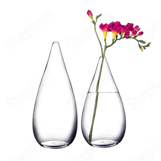 Creativity Water Drop Glass Vase Japanese Zen Transparent Small Flower Vases Restaurant Hotel Desk Dried Flowers Pots Decorative