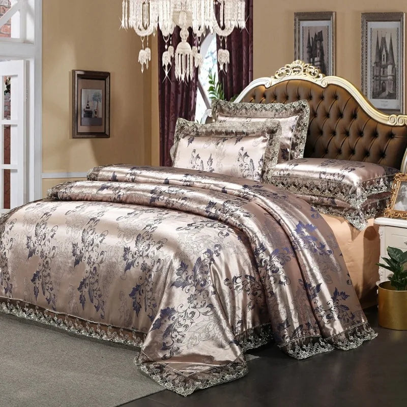 European Style Jacquard Bedding Set Home Comefortable Duvet Cover Quality Quilt Cover And Pillowcase Flower Lace Bedsheet Sets