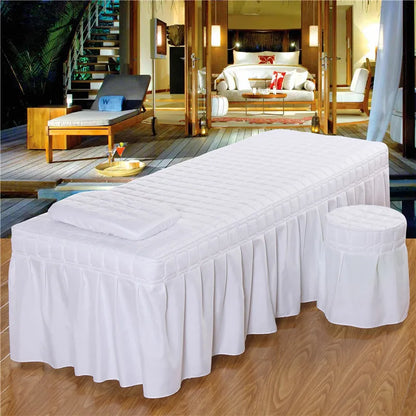 Thick Quilting Bed Skirt Beauty Salon Massage Plaid Bed Cover Sheet Skin-Friendly SPA Bed Full Cover with Hole Sabnanas, 1pcs