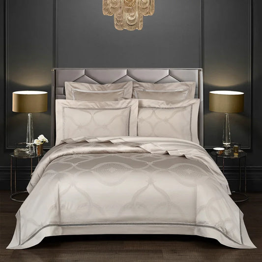 Vintage Jacquard 1000TC Egyptian Cotton Duvet Cover set Super King Family size Bedding set Comforter Cover Fitted sheet 4/7Pcs