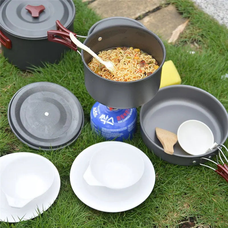 Outdoor 5-6 People Large-Capacity Outdoor Camping Portable Kitchen Set Non-Stick Pan, Suitable For Hiking And Picnic