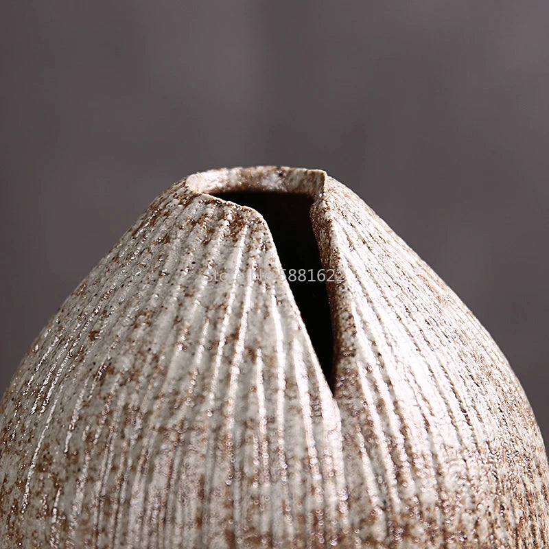 Stoneware zen small vase creative hand-made desktop decoration ceramic flower vase home retro vase Japanese-style vases