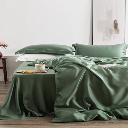 Liv-Esthete Summer Top Grade Nature 100% Silk Pink Bedding Set Women Bed Sheet Quilt Cover Set Pillowcase Queen King Bed Set