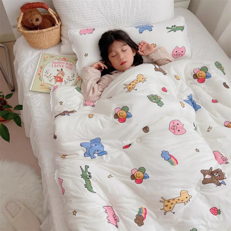 120x150cm Baby Quilt Blanket Four Season Kids Sleeping Blanket Washable Home Nursery School Children Blanket Quilt Bedding