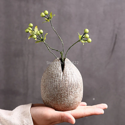 Stoneware zen small vase creative hand-made desktop decoration ceramic flower vase home retro vase Japanese-style vases