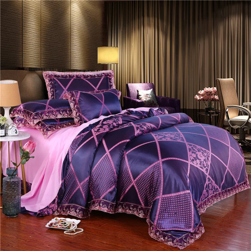 European Style Jacquard Bedding Set Home Comefortable Duvet Cover Quality Quilt Cover And Pillowcase Flower Lace Bedsheet Sets