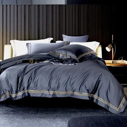 120s long-staple cotton satin cotton light luxury quilt cover four-piece high-end hotel European-style cotton bedding