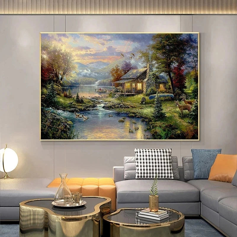Classic Paintings Landscape Posters and Print Canvas Painting Reproductions Wall Art Picture for Living Room Home Artwork Decor