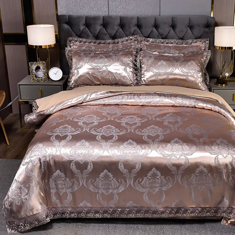 European Style Jacquard Bedding Set Home Comefortable Duvet Cover Quality Quilt Cover And Pillowcase Flower Lace Bedsheet Sets