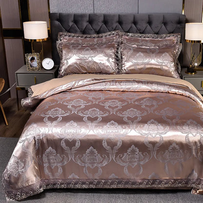 European Style Jacquard Bedding Set Home Comefortable Duvet Cover Quality Quilt Cover And Pillowcase Flower Lace Bedsheet Sets