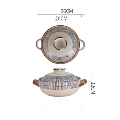 Japanese Retro Cookware Casserole Stew Pan With Cover Ceramic Soup Cooking Boiler Thick Bottom Pots