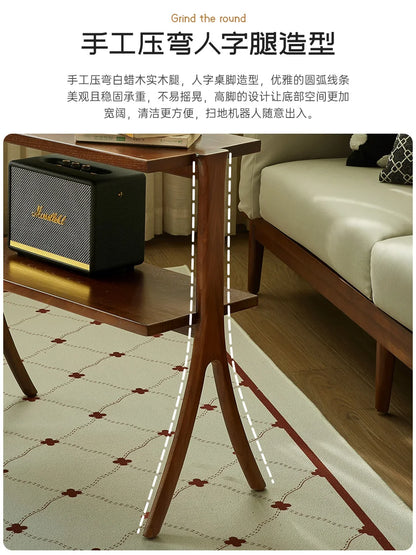 Side table Creative shelf beside the solid wood sofa to store simple modern tea table