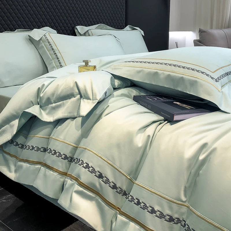 200s Long-Staple Cotton Four-Piece Set Pure Cotton 100% Cotton Bed Sheet Quilt Cover European-Style Luxury High-End Household