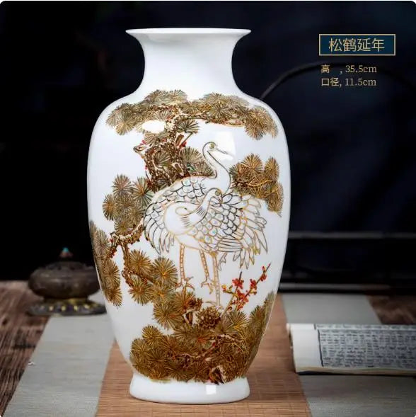 Vase ceramics underglaze color hand-painted plants high-end retro suitable home livingroom flower arrangement light luxury sense