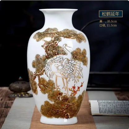 Vase ceramics underglaze color hand-painted plants high-end retro suitable home livingroom flower arrangement light luxury sense