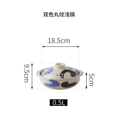 1 Pcs Ceramic Casserole Japanese Style Black Small Pot Clay Saucepan Home Kitchen Cookware Cooking Supplies Kitchen Pot Soup Pan