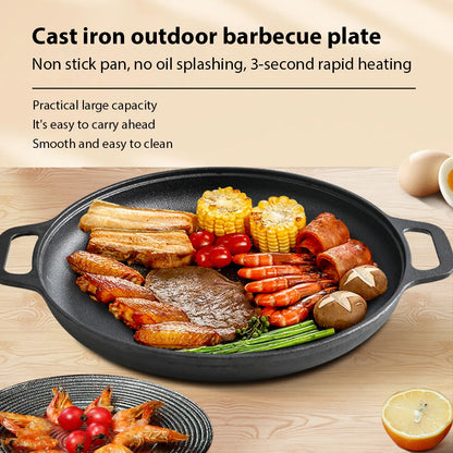 Cast Iron Frying Pan Non-stick pan Pizza Egg Pancake Pot Vegetable Steak Skillet Home Kitchen Flat Pan Omelette Outdoor Cookware