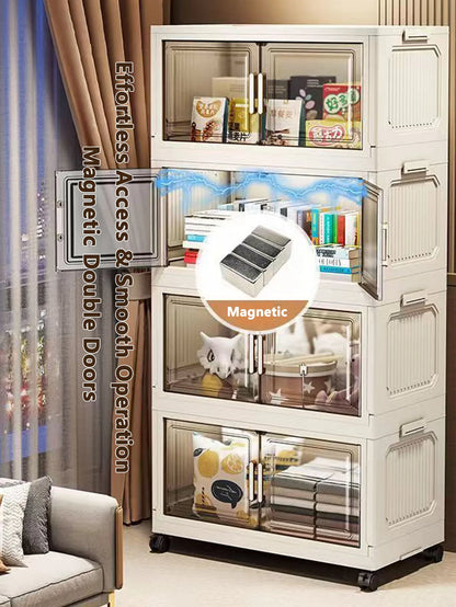 Multi-specification Large Capacity Storage Cabinet with Open Door Multifunction Foldable Closet Organizer Sundries Cabinet