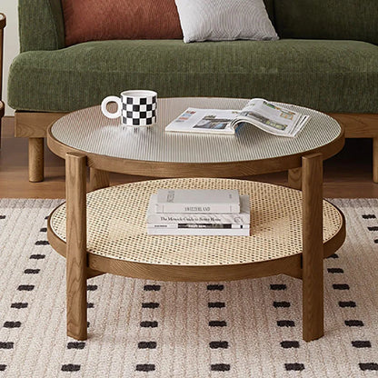 Glass Top Coffee Table Luxury Modern Aesthetic Elegant Side Table Decoratio Rattan Mesas De Centro Pra Sala Furniture Home