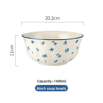 High-end Ceramic Dinnerware Set Chinese Style Rice Bowls Plates Dishes Glaze Color Soup Bowls