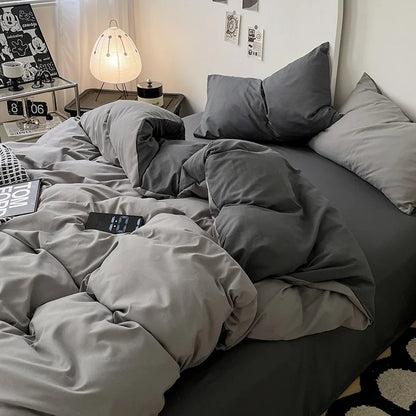 Bed Linen Sheets Duvet Cover Four-piece Set of Washed Cotton Bedding Quilt Covers Three-piece Set for Student Dormitories