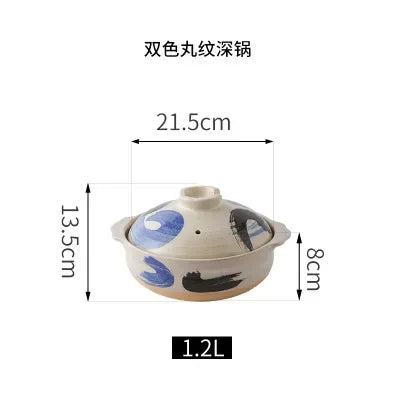1 Pcs Ceramic Casserole Japanese Style Black Small Pot Clay Saucepan Home Kitchen Cookware Cooking Supplies Kitchen Pot Soup Pan