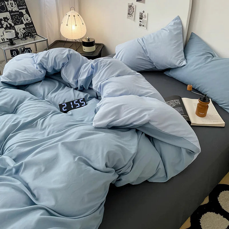 Bed Linen Sheets Duvet Cover Four-piece Set of Washed Cotton Bedding Quilt Covers Three-piece Set for Student Dormitories