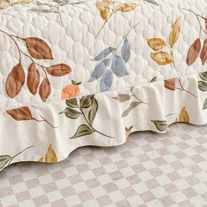 Bonenjoy Bedspread Quilted Bed Cover Ruffles Mattress Protector Thicken Bed Linen Printed Sheets colchas (Pillowcase Need Order)