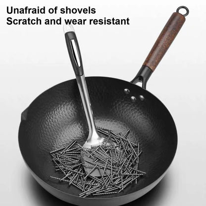 32cm Chinese Wok Cast Iron Pan Noncoated Scratch Resistant Frying Pan for Gas and Induction Cooker Cookware Pan Kitchen Tools