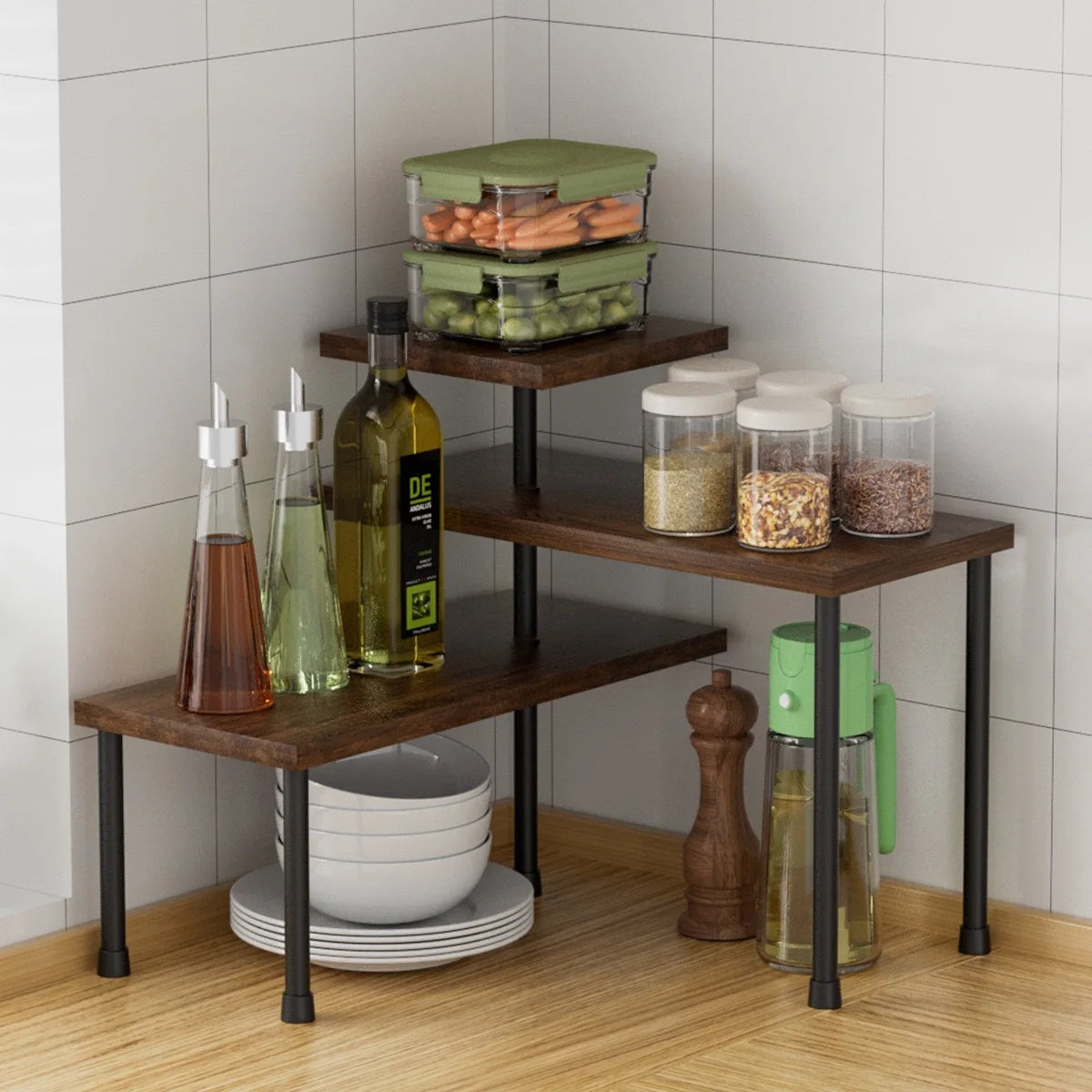 Kitchen storage rack, seasoning bottle storage rack, desk storage rack, corner storage rack, adjustable multi-function storage