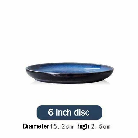 4size Tray for Decoration Blue Dishes for Serving Kiln Change Dinner Set 12 People Plates Hand Drawn Home Plate Tiers Tableware