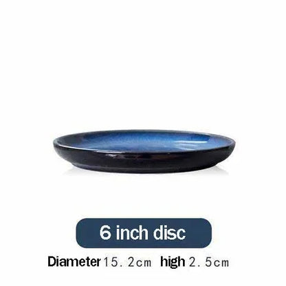 4size Tray for Decoration Blue Dishes for Serving Kiln Change Dinner Set 12 People Plates Hand Drawn Home Plate Tiers Tableware