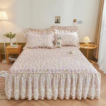 100% Cotton Bed Skirt Double King Size Bedspread Bedspreads Box Garden Spread the Queensize Cover Linen Sheet Skirts for Beds