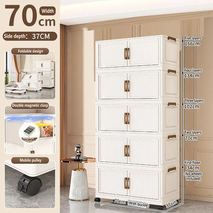 Folding Storage Cabinet Multi-Scene Storage Cabinet Wall-Mounted Kitchen Bathroom Bedroom Living Room Organizer